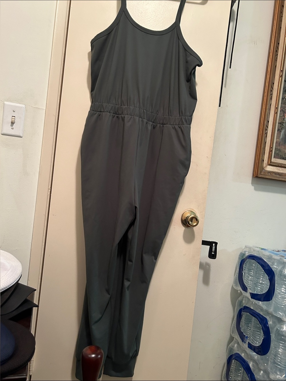 Zella Slim Fit Olive Green cuffed, sleeveless Jumpsuit - Women